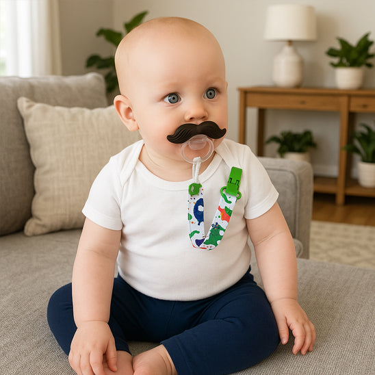 Bébé assit attache sucette