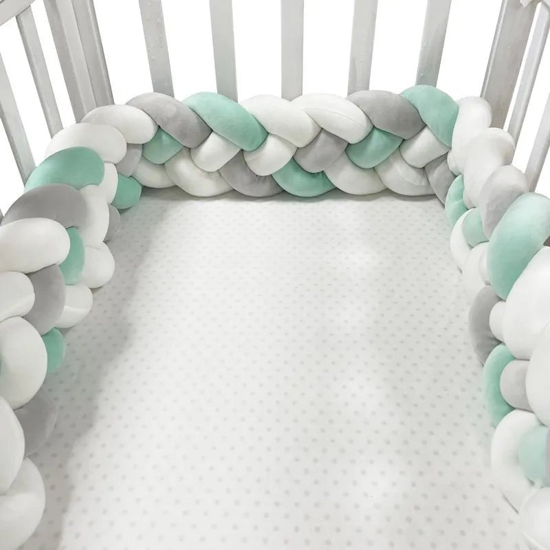 Tour de Lit Bébé - CozyKnot™ - Vert Blanc - Univers de Joy