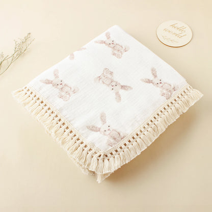 New Cute Printted Baby Wrap Blanket Organic Cotton Tassel Blanket For Trip Children Soft Bath Towel Kids Sleep Cover Blanket