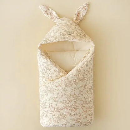 High Quality Cotton Newborn Swaddle Blanket with Cute Bunny Ears Hospital Delivery Wrap Extra Soft Thermal Baby Swaddling New