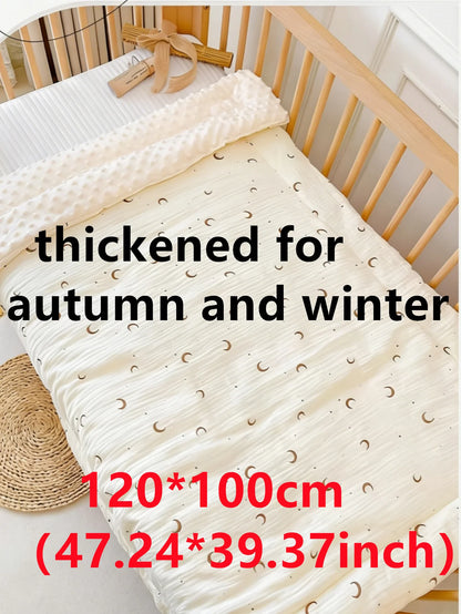 Double-Sided Baby Crib Blanket Quilted Thick Breathable All-Season Nursery Blanket for Boys Girls Reversible Thick Baby Blanket