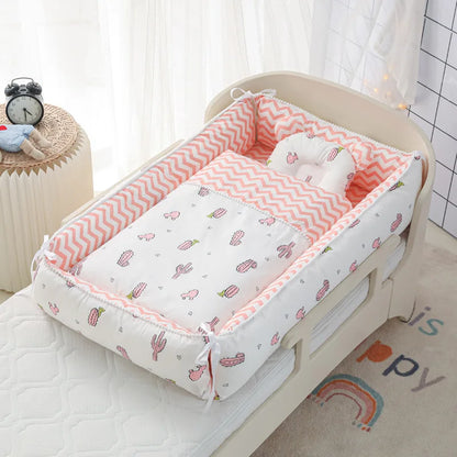 Portable Baby Sleeping Nest with Quilt Infant Cradle Newborn Bassinet with Removable Cover Toddler Nest baby nursery crib