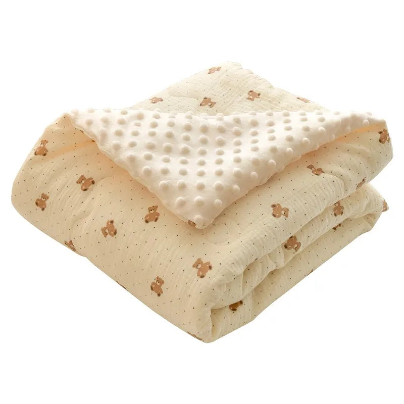 Double-Sided Baby Crib Blanket Quilted Thick Breathable All-Season Nursery Blanket for Boys Girls Reversible Thick Baby Blanket