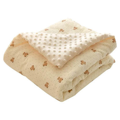 Double-Sided Baby Crib Blanket Quilted Thick Breathable All-Season Nursery Blanket for Boys Girls Reversible Thick Baby Blanket