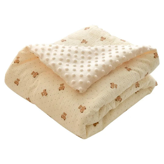 Double-Sided Baby Crib Blanket Quilted Thick Breathable All-Season Nursery Blanket for Boys Girls Reversible Thick Baby Blanket