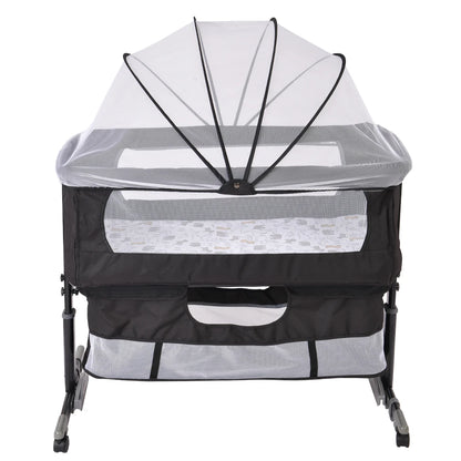 3-In-1 Baby Bed, Baby Cradle With Mosquito Net, Travel Bed With Mattress, Adjustble, With Storage Basket, Baby Mobile Nest