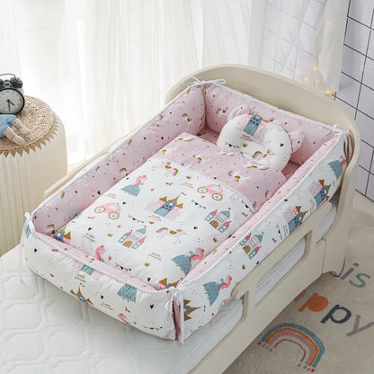 Portable Baby Sleeping Nest with Quilt Infant Cradle Newborn Bassinet with Removable Cover Toddler Nest baby nursery crib