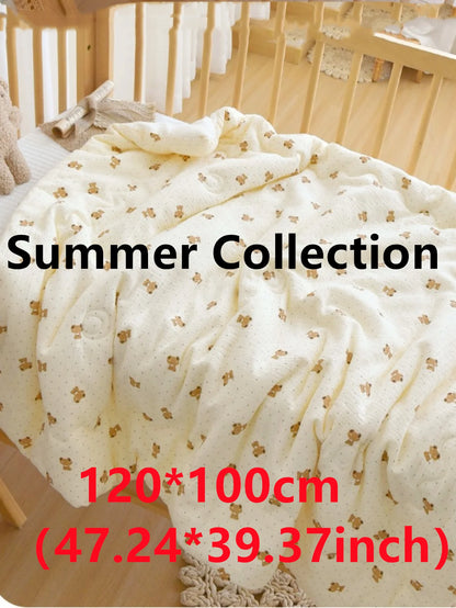 Double-Sided Baby Crib Blanket Quilted Thick Breathable All-Season Nursery Blanket for Boys Girls Reversible Thick Baby Blanket