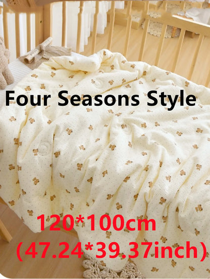 Double-Sided Baby Crib Blanket Quilted Thick Breathable All-Season Nursery Blanket for Boys Girls Reversible Thick Baby Blanket