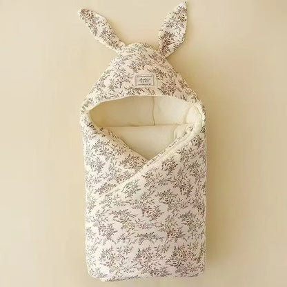 High Quality Cotton Newborn Swaddle Blanket with Cute Bunny Ears Hospital Delivery Wrap Extra Soft Thermal Baby Swaddling New
