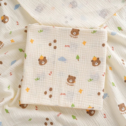 Cotton Muslin Cute Cartoon Printing Baby Swaddle Blanket Soft Breathable Newborn Baby Receiving Blanket For Infant Boys Girls