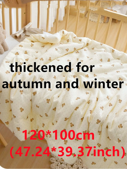 Double-Sided Baby Crib Blanket Quilted Thick Breathable All-Season Nursery Blanket for Boys Girls Reversible Thick Baby Blanket