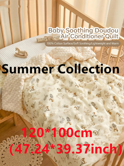 Double-Sided Baby Crib Blanket Quilted Thick Breathable All-Season Nursery Blanket for Boys Girls Reversible Thick Baby Blanket