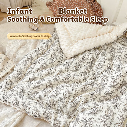 Double-Sided Baby Crib Blanket Quilted Thick Breathable All-Season Nursery Blanket for Boys Girls Reversible Thick Baby Blanket