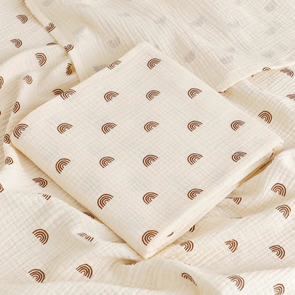 Cotton Muslin Cute Cartoon Printing Baby Swaddle Blanket Soft Breathable Newborn Baby Receiving Blanket For Infant Boys Girls