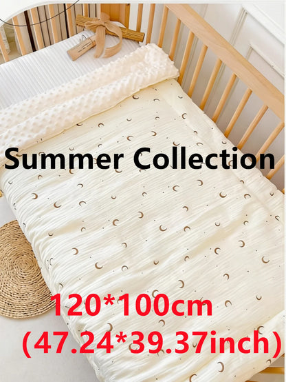 Double-Sided Baby Crib Blanket Quilted Thick Breathable All-Season Nursery Blanket for Boys Girls Reversible Thick Baby Blanket