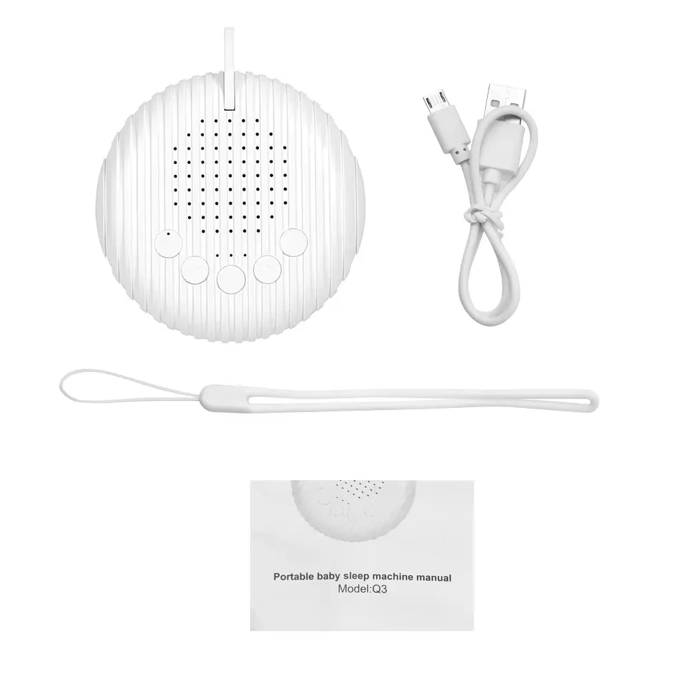 10 Songs White Noise Sound Machine Portable Baby Sleep Machine Soothing Sounds Volume Adjustable Built in Rechargeable BatteryQ3
