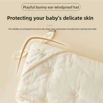 High Quality Cotton Newborn Swaddle Blanket with Cute Bunny Ears Hospital Delivery Wrap Extra Soft Thermal Baby Swaddling New