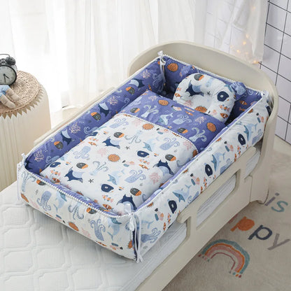 Portable Baby Sleeping Nest with Quilt Infant Cradle Newborn Bassinet with Removable Cover Toddler Nest baby nursery crib