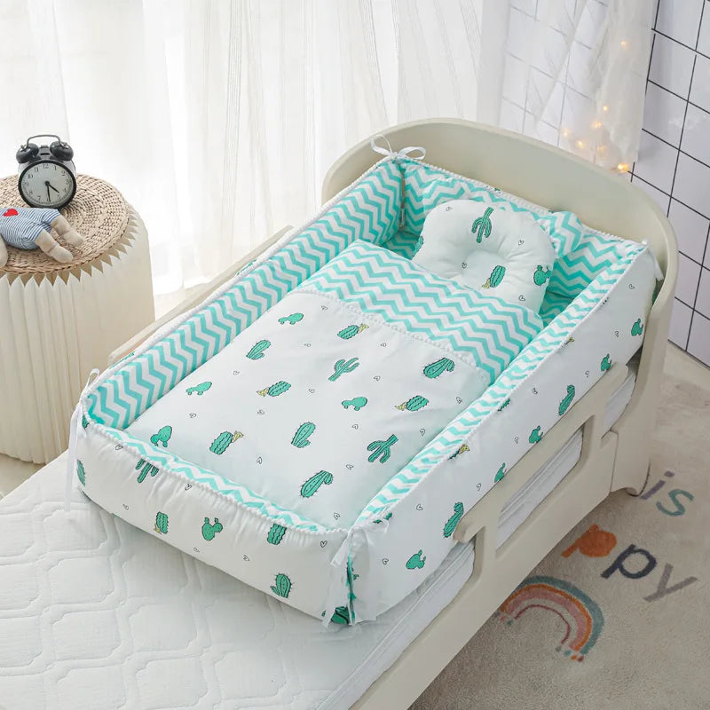 Portable Baby Sleeping Nest with Quilt Infant Cradle Newborn Bassinet with Removable Cover Toddler Nest baby nursery crib