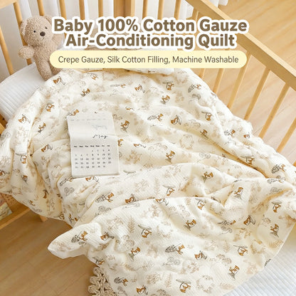 Double-Sided Baby Crib Blanket Quilted Thick Breathable All-Season Nursery Blanket for Boys Girls Reversible Thick Baby Blanket