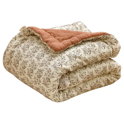 Double-Sided Baby Crib Blanket Quilted Thick Breathable All-Season Nursery Blanket for Boys Girls Reversible Thick Baby Blanket