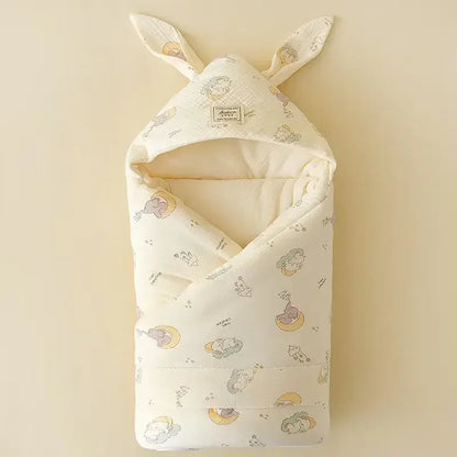 High Quality Cotton Newborn Swaddle Blanket with Cute Bunny Ears Hospital Delivery Wrap Extra Soft Thermal Baby Swaddling New
