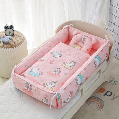 Portable Baby Sleeping Nest with Quilt Infant Cradle Newborn Bassinet with Removable Cover Toddler Nest baby nursery crib