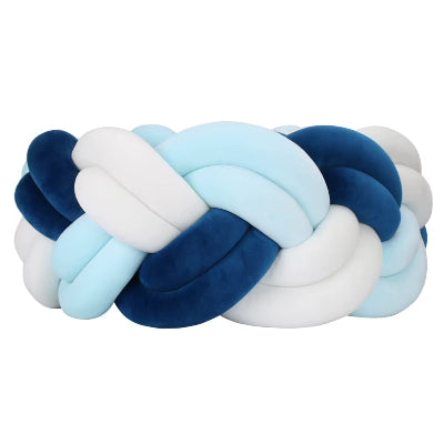 Tresse de lit bebe aux couleurs bleu marine, turquoise et blanc alliant sécurité et élégance