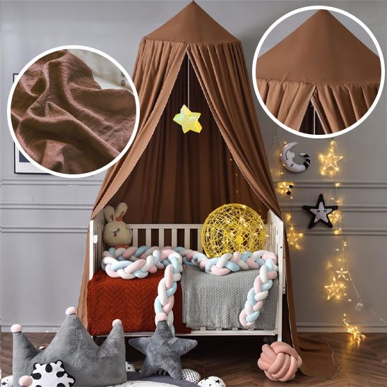 ciel de lit bébé marron autour de lit