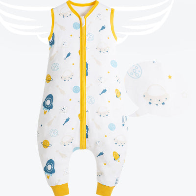 une gigoteuse à pieds blanche décorée sur le thème Rêve d’aviation 