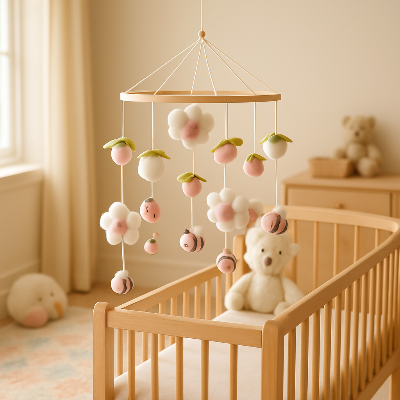 mobile bébé abeille rose suspendu lit