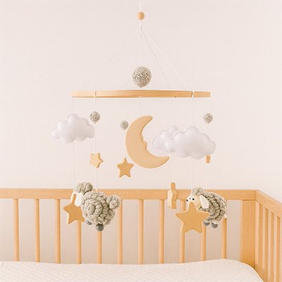 mobile bébé moutons gris