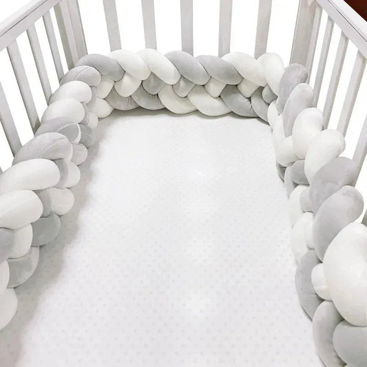 Tour de Lit Bébé - CozyKnot™ - Blanc Gris - Univers de Joy